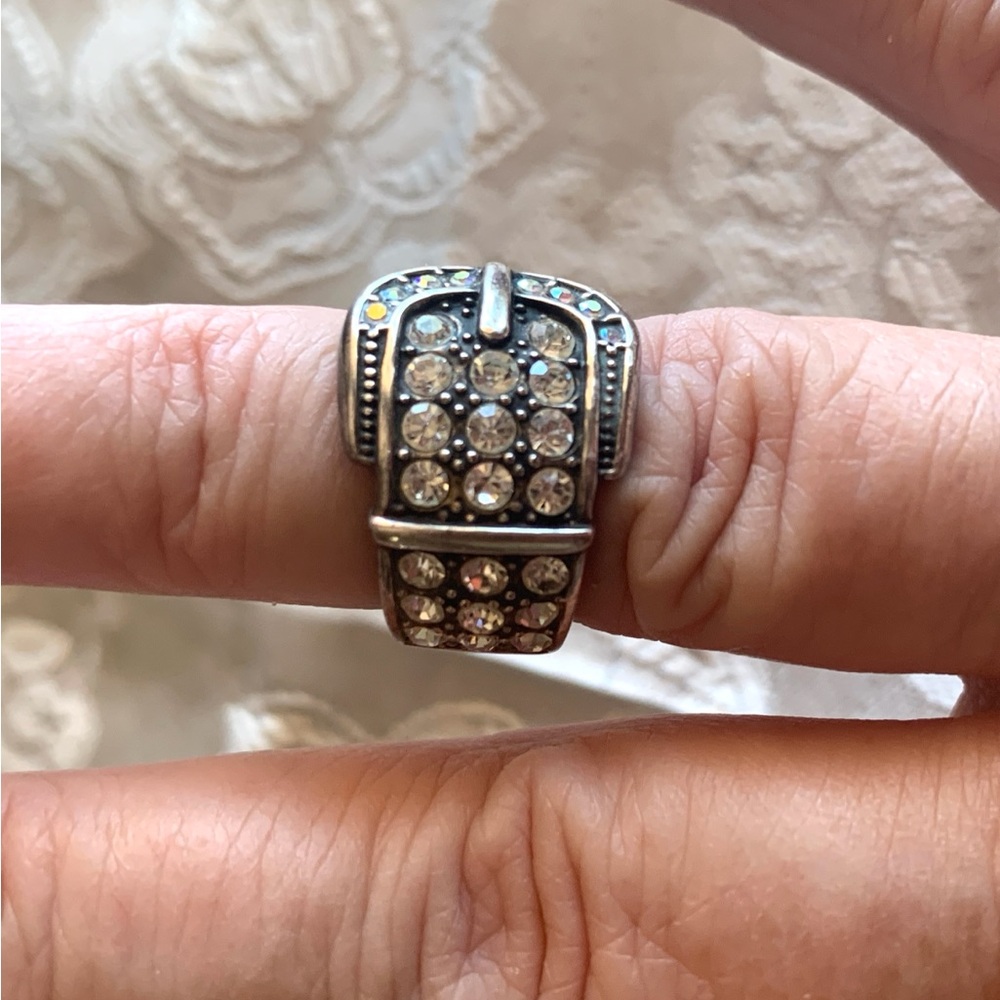 Premier Designs Belt Buckle Ring Embellished with Rhinestones